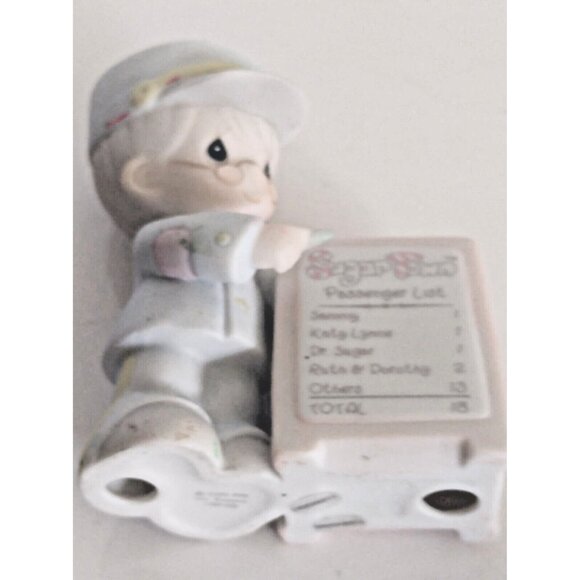 Two Vintage Precious Moments Sugar Land Theme Figurines 1995 Cat & Sign Holder - Picture 4 of 15